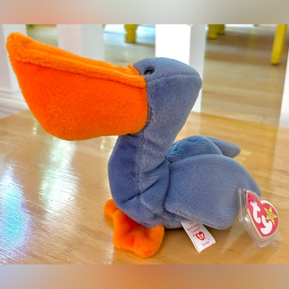 1996 4107 Vintage Retired Scoop Pelican Ty Beanie Baby Plush Stuffed Animal MWMT